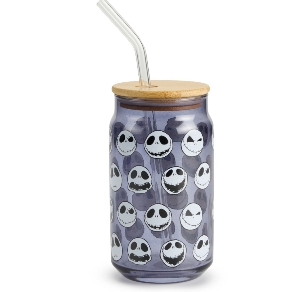 Nightmare Before Christmas Jack Skellington Glass Tumbler Nwt